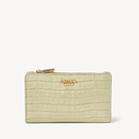 Mayfair® Coin & Card Wallet in Deep Shine Pistachio Small Croc from Aspinal of London