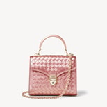 Midi Mayfair® in Blush Pink Metallic Woven Leather from Aspinal of London