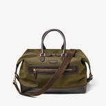 Men's Weekend Bag in Olive Nylon Canvas with Leather Trim from Aspinal of London