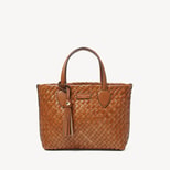 Small Island Tote in Tan Woven Leather from Aspinal of London