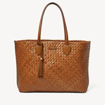Large Island Tote in Tan Woven Leather from Aspinal of London