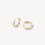 Bamboo Huggie Earrings in White Topaz & 18ct Gold Vermeil from Aspinal of London