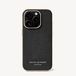 iPhone 15 Pro Case in Black Pebble & Gold from Aspinal of London