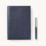 A5 Refillable Journal & Pen Set in Navy Pebble from Aspinal of London