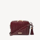 Camera Crossbody in Merlot Woven Leather from Aspinal of London