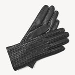 Women's Black Nappa Woven Leather Gloves from Aspinal of London