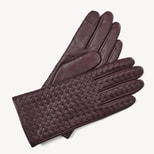 Women's Woven Leather Gloves in Fig Nappa from Aspinal of London