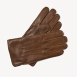 Men's Cashmere Lined Leather Gloves in Mid Brown Nappa from Aspinal of London