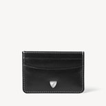 Slim Credit Card Holder in Smooth Black with Ecru Stitching from Aspinal of London