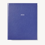 2026 A4 Week to View Leather Diary in Cobalt Blue Pebble from Aspinal of London