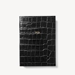 2026 A5 Week to View Leather Diary in Deep Shine Black Croc from Aspinal of London