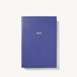 2026 A5 Day to Page Leather Diary in Cobalt Blue Pebble from Aspinal of London