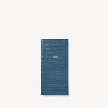 2026 Slim Pocket Leather Diary in Deep Shine Peacock Blue Small Croc from Aspinal of London
