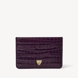 Slim Credit Card Holder in Deep Shine Fig Small Croc from Aspinal of London