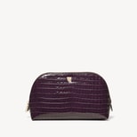 Classic Makeup Case in Deep Shine Fig Small Croc from Aspinal of London