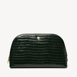 Classic Toiletry Bag in Deep Shine Evergreen Small Croc from Aspinal of London