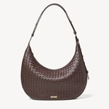 Soho Large Crescent in Chocolate Woven Leather from Aspinal of London