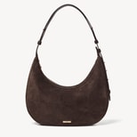 Soho Large Crescent in Chocolate Suede from Aspinal of London