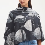 Merino & Silk Stole in Monochrome Hot Air Balloon from Aspinal of London