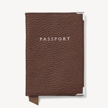 Passport Cover in Pebble Tobacco from Aspinal of London