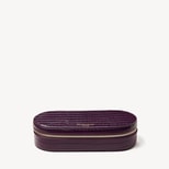 Jewellery & Watch Travel Case in Deep Shine Fig Small Croc from Aspinal of London