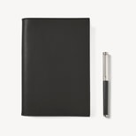 A5 Refillable Journal & Pen Set in Black Soft Saffiano from Aspinal of London