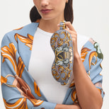 Silk Eye Mask Set in Heritage Blue Signature Shield Pure Silk from Aspinal of London
