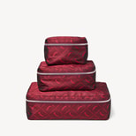 Set of 3 Connaught Packing Cubes in Red Signature Feather Monogram from Aspinal of London