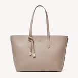 Zipped East West Tote with Charm in Moleskin Soft Saffiano from Aspinal of London