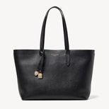 Zipped East West Tote with Charm in Black Pebble from Aspinal of London