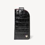 Glasses Case with Tab in Deep Shine Black Croc from Aspinal of London