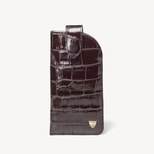 Glasses Case with Tab in Deep Shine Amazon Brown Croc from Aspinal of London