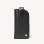 Glasses Case with Tab in Black Pebble from Aspinal of London