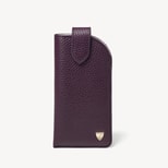 Glasses Case with Tab in Fig Pebble from Aspinal of London