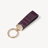 Oval Loop Keyring in Deep Shine Fig Small Croc from Aspinal of London
