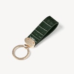 Oval Loop Keyring in Deep Shine Evergreen Small Croc from Aspinal of London