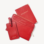Zipped Travel Collection in Cardinal Red Pebble from Aspinal of London