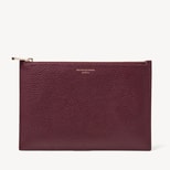 Large Essential Flat Pouch in Burgundy Pebble from Aspinal of London