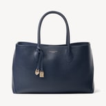 London Tote in Navy Pebble with Engravable Charm from Aspinal of London
