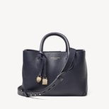 Midi London Tote in Navy Pebble with Engravable Charm from Aspinal of London