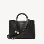 Midi London Tote in Black Pebble with Engravable Charm from Aspinal of London