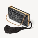 Florence Clutch in Black Patent Resin Croc from Aspinal of London