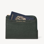 Zipped Travel Wallet in Alpine Green Pebble from Aspinal of London