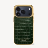 iPhone 17 Pro Case in Deep Shine Evergreen Small Croc from Aspinal of London
