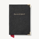 Passport Cover in Black Pebble from Aspinal of London