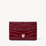 Slim Credit Card Holder in Merlot Patent Croc from Aspinal of London