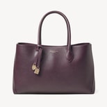 London Tote in Fig Pebble with Engravable Charm from Aspinal of London