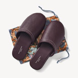 Hudson Travel Slippers in Wine Milled Pebble from Aspinal of London