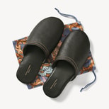 Hudson Travel Slippers in Forest Green Milled Pebble from Aspinal of London