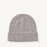 Pure Cashmere Beanie Hat in Mid Grey Melange Cashmere from Aspinal of London